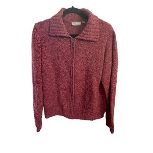 Croft & Barrow Zippered Cardigan Burgundy - XL